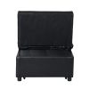 Contemporary Faux Leather Folding Ottoman Sofa Bed  black