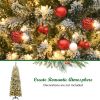 6 Feet Pre-lit Snow Flocked Artificial Pencil Christmas Tree with 250 LED Lights