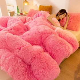 Super Soft Long Fleece Mink Crystal Velvet Thickened Warm Winter Quilt (Option: Girl Pink-200x230cm about4kg)