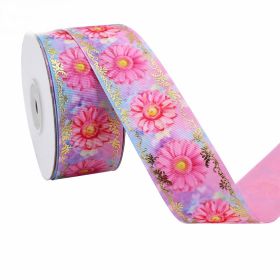 Duplex Printing Bronzing Ribbon Flower Series (Option: 100yard 91m-10Color-3.8cm)