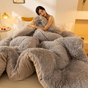 Super Soft Long Fleece Mink Crystal Velvet Thickened Warm Winter Quilt (Option: Silver Grey-180x220cm about3.75kg)