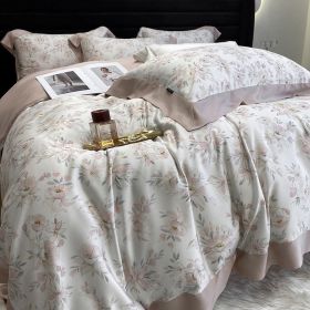 Lyocell Fiber Four-piece Plant Flower Quilt Cover (Option: Light Words Blooming-1.5m)
