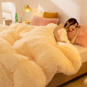 Super Soft Long Fleece Mink Crystal Velvet Thickened Warm Winter Quilt (Option: Lemon Yellow-200x230cm about4kg)