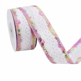 Duplex Printing Bronzing Ribbon Flower Series (Option: 50yard 45m-3Color-3.8cm)