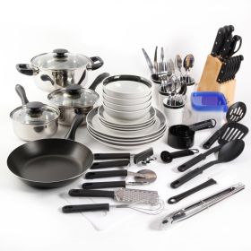 Essential Total Kitchen 83-Piece Combo Set, White (actual_color: black)