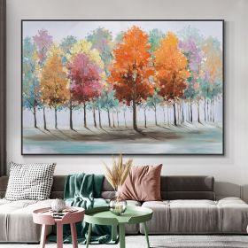 Hand Painted Oil Painting Fall Colors & Trees Abstract Painting Wall Art for Living Room Painting on Canvas Hand Painted Oil Painting for Home Decor (Style: 1, size: 50X70cm)