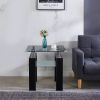 Clear Glass Top Side Table;  24"x24"x24" End Table;  Modern Design For Home