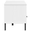 TV Cabinet with Metal Legs White Solid Wood Pine OSLO